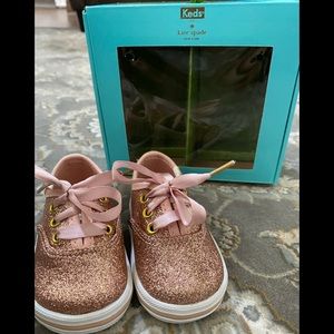Rose gold glitter keds size 2